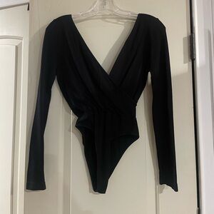 NWOT Women’s Criss Cross Black Long Sleeve Bodysuit